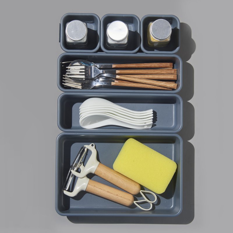 Kitchen Compartment Storage Box With Stretchable Kitchen Utensils Multi-Functional Sorting Box