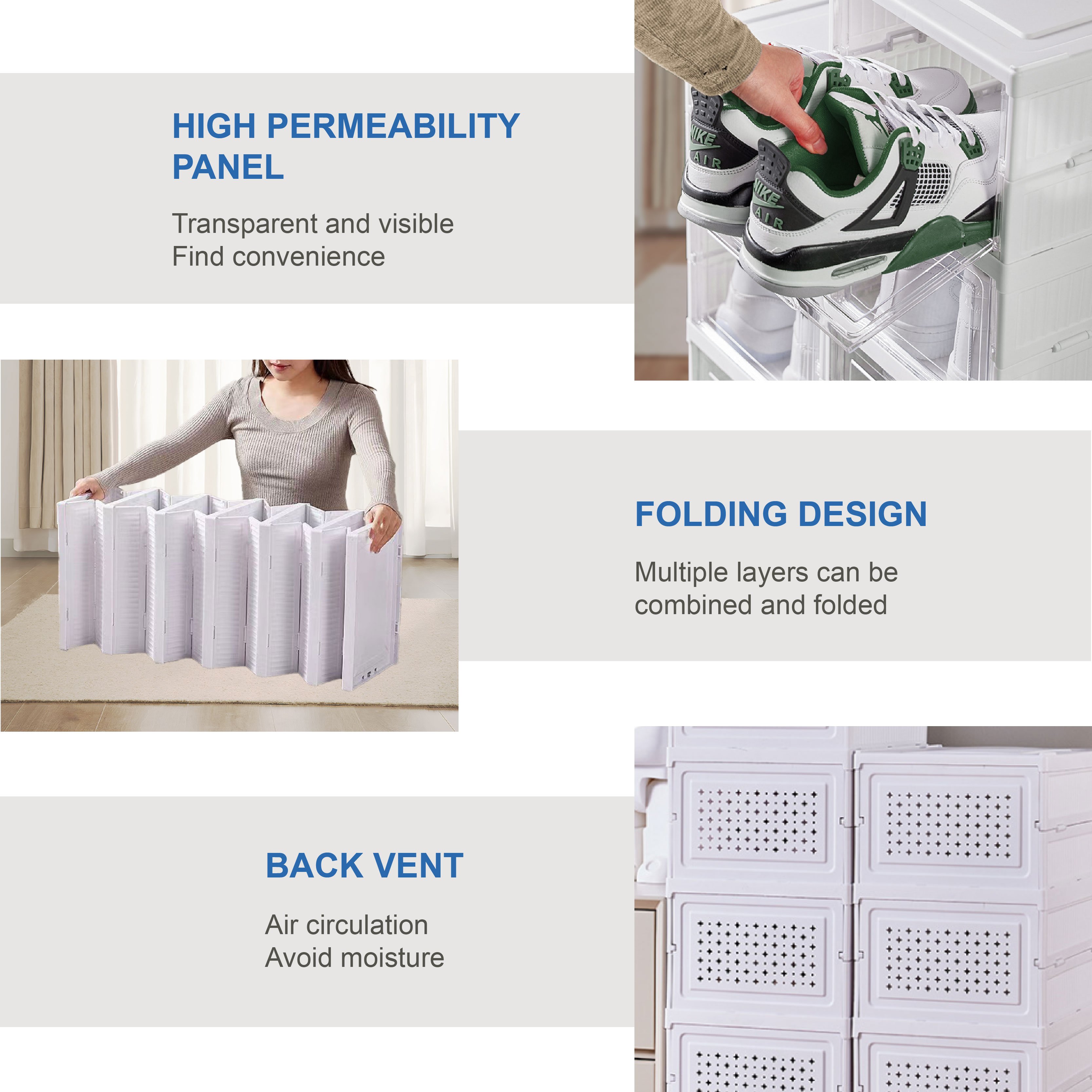 Furniture Shoe Rack Cabinet Shoe Box Folding Display Stackable Transparent Clear Plastic Home Organizer Box Storage Shoes Rack