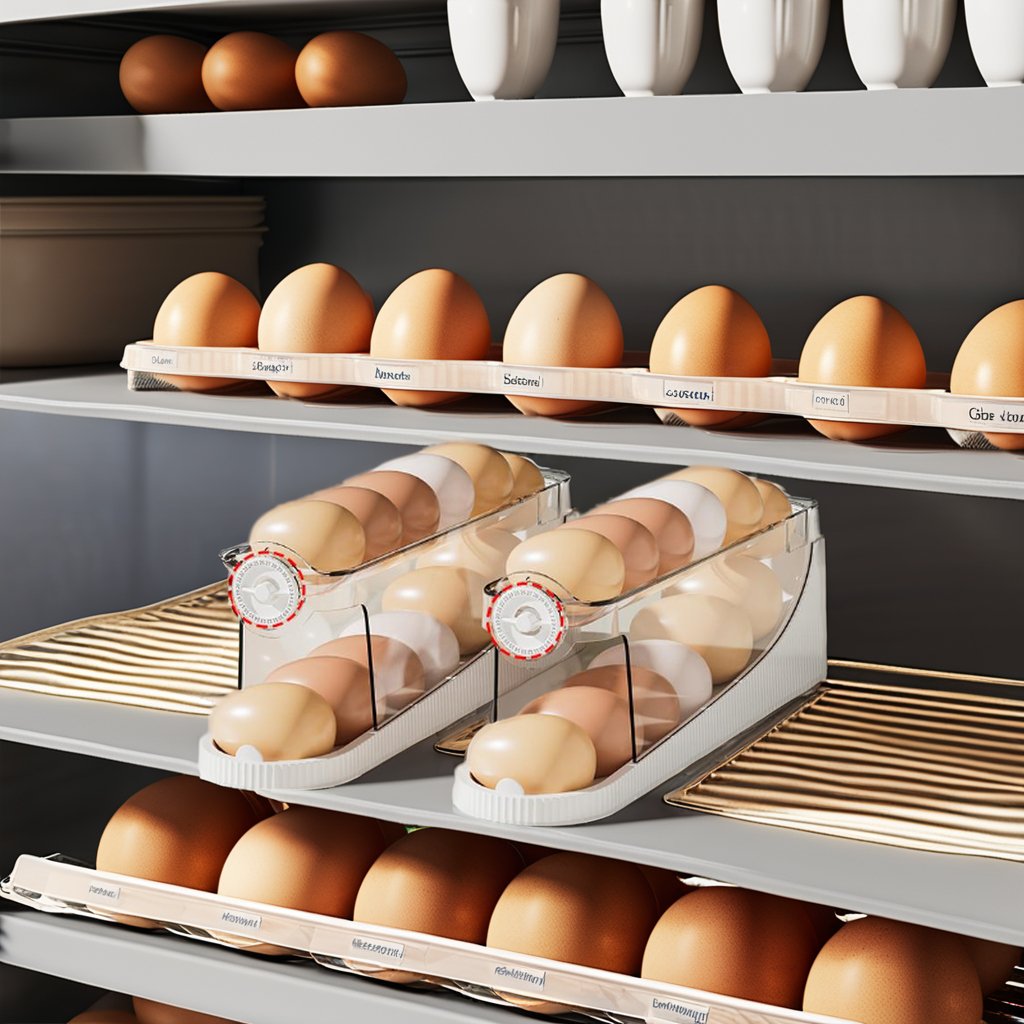 Dedicated Plastic PET Egg Automatic Rolling Storage Box for Kitchen Organization & Camping Food Storage & Container