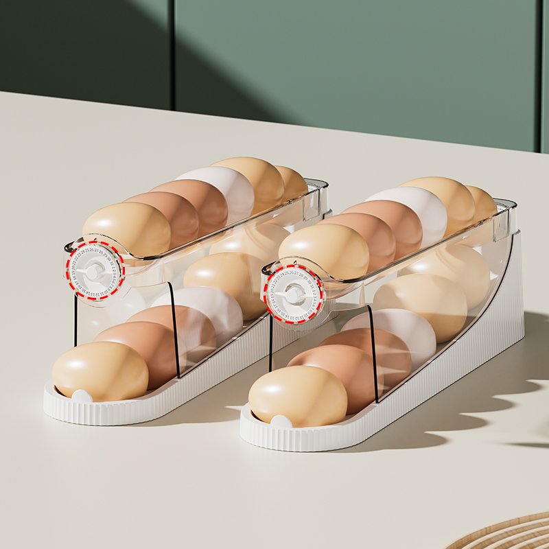 Dedicated Plastic PET Egg Automatic Rolling Storage Box for Kitchen Organization & Camping Food Storage & Container