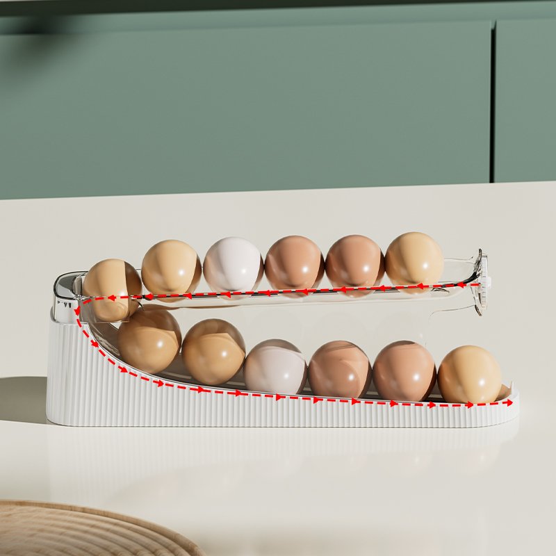 Dedicated Plastic PET Egg Automatic Rolling Storage Box for Kitchen Organization & Camping Food Storage & Container