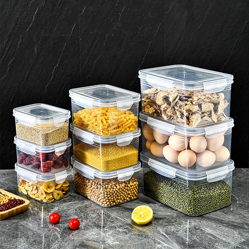 6Pack Kitchen PP Plastic BPA free Fridge Vegetable Food Storage Container With Drain Basket For fruit, Cereal, Rice, Pasta