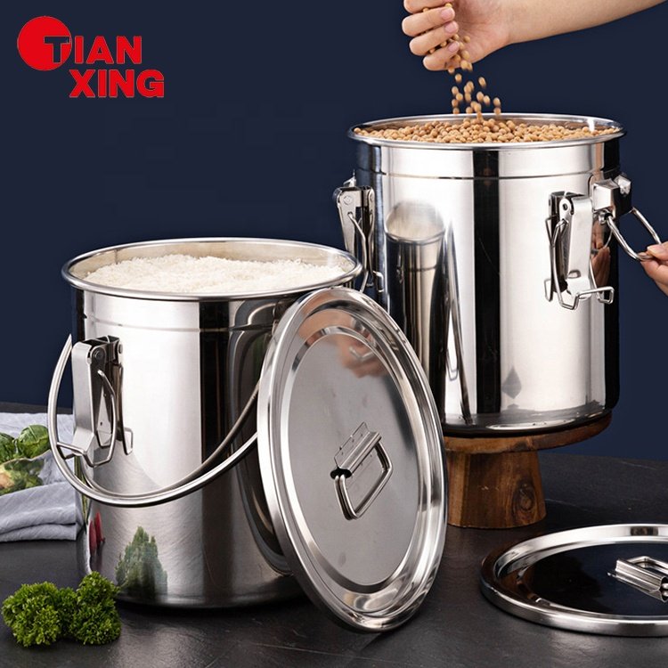Larger Capacity Kitchenware Stainless Steel Canister Set Airtight Grain Rice Food Container Food Storage Box For Kitchen
