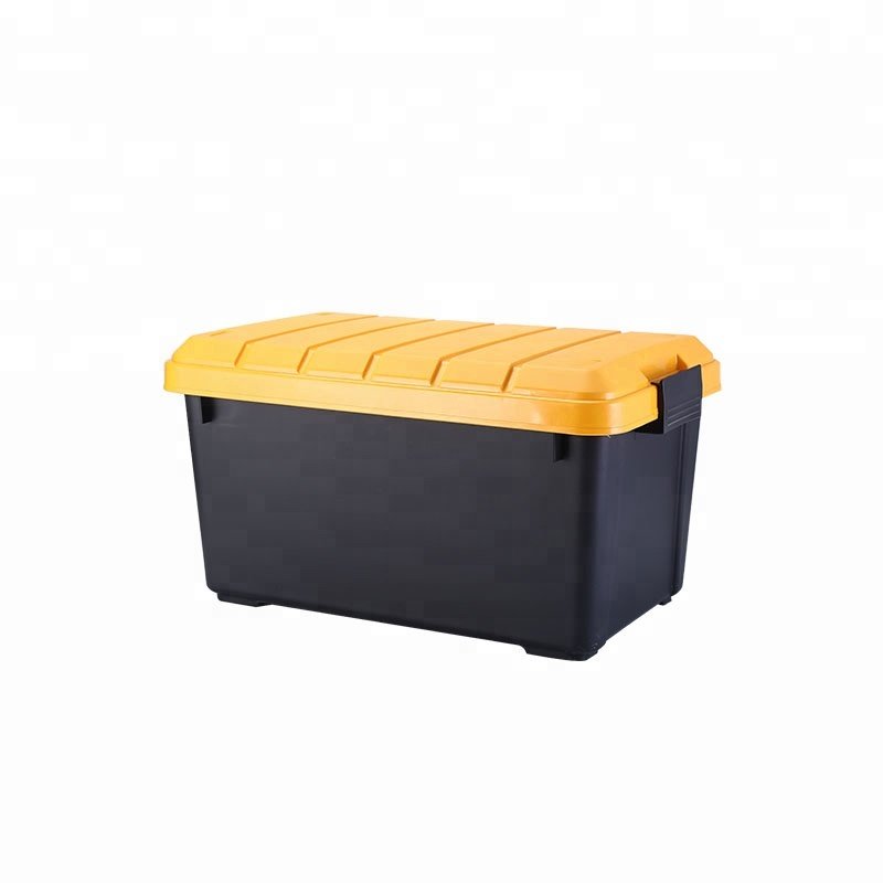 heavy-duty hinged-lid plastic tool box for garage