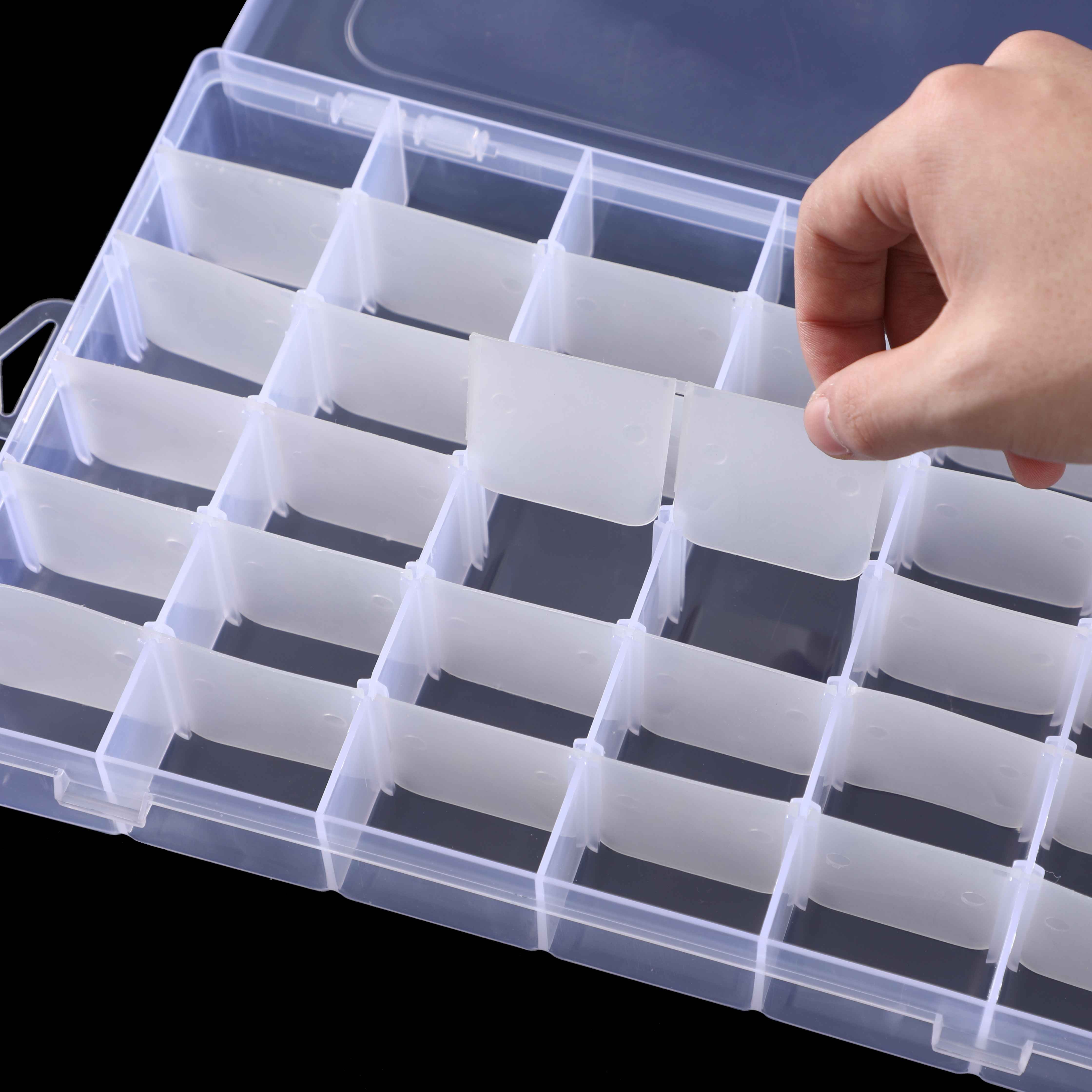 6 10 12 18 24 grids compartment tailoring material PP Plastic Storage Box With Hinged Lid