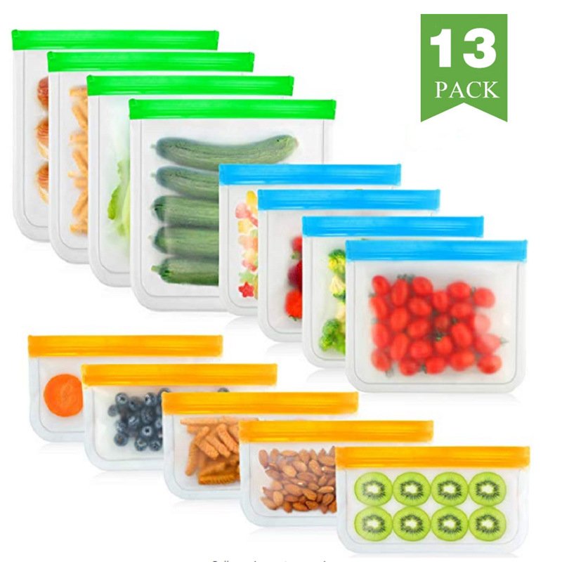Eco Friendly Zipper Food Grade Food Pouch Reusable Leakproof Freezer Snack Sandwich Food Storage Bags