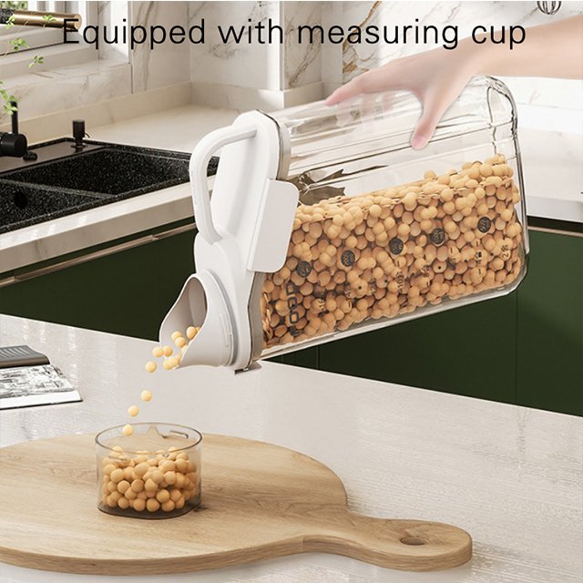JILEN- Tmay Grain Storage Container Rice Storage Box,PP Food Saver, Kitchen Sealed Food Cereal Storage Containers with Scale and Cover