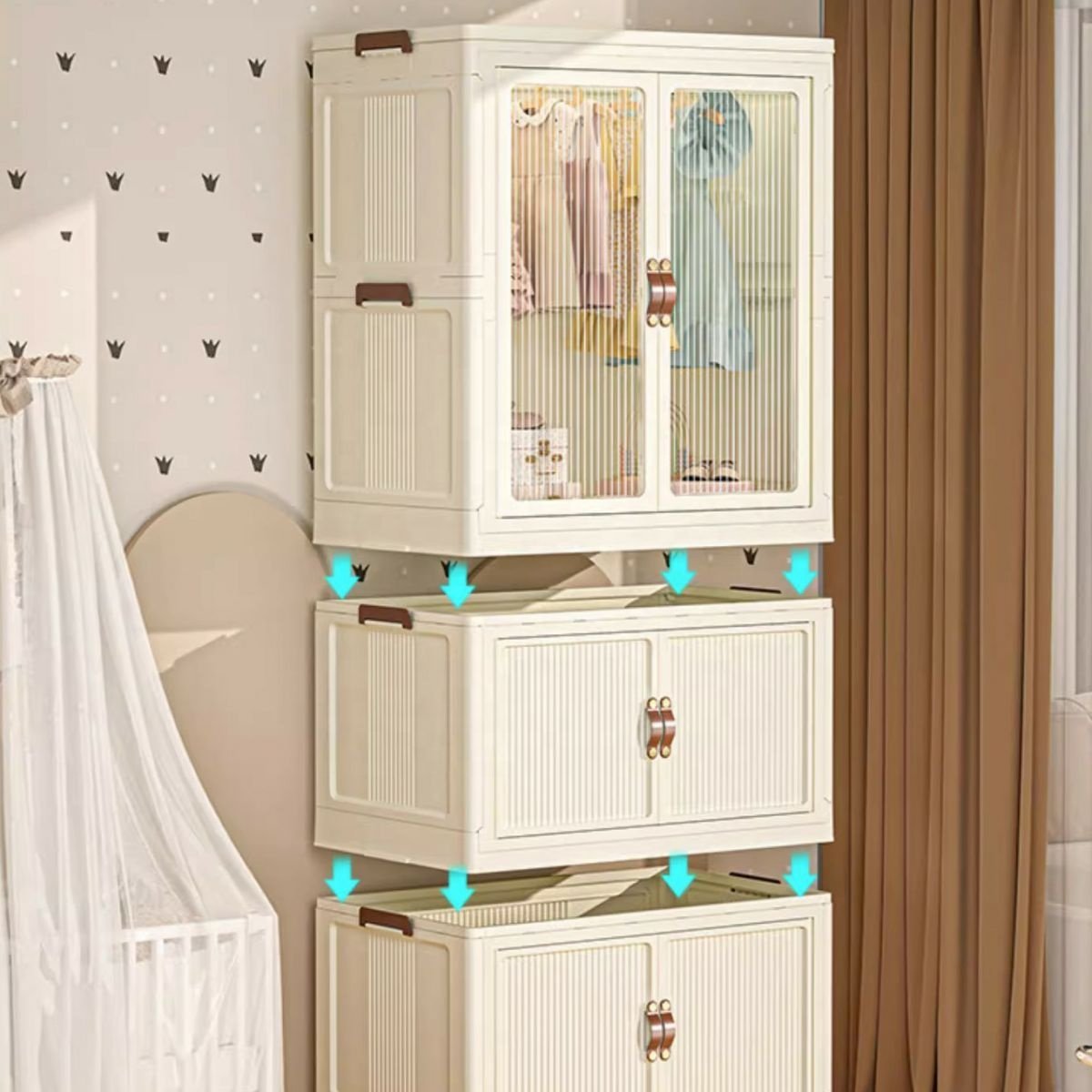 SOL 2-1 china wholesale storage box plastic foldable pp wardrobe organizer closet storage boxes for clothes