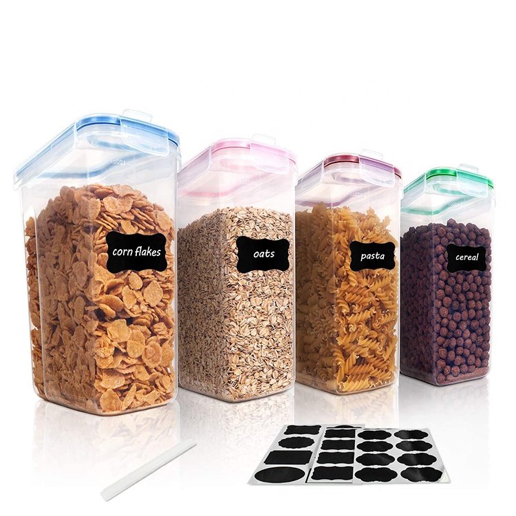 4L Large Dry Food Storage Containers BPA-Free Plastic Cereal Container with Airtight Lid for Cereal, Flour, Sugar,Coffee