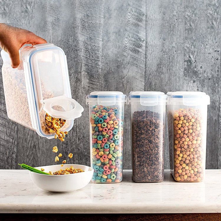 4L Large Dry Food Storage Containers BPA-Free Plastic Cereal Container with Airtight Lid for Cereal, Flour, Sugar,Coffee