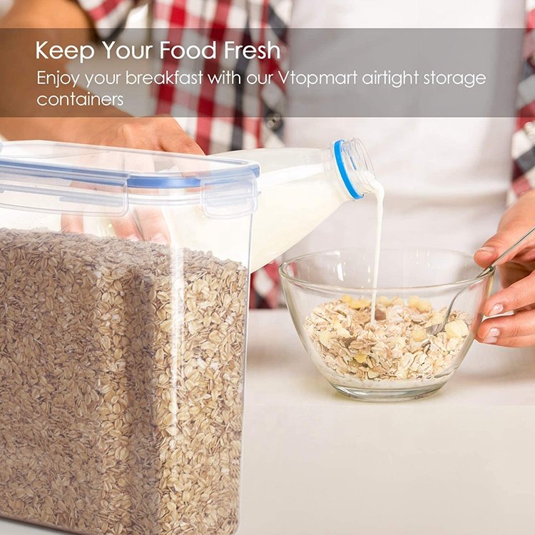 4L Large Dry Food Storage Containers BPA-Free Plastic Cereal Container with Airtight Lid for Cereal, Flour, Sugar,Coffee