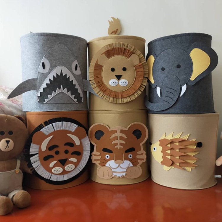 KUYUE Kids Room Decor Custom Cute Animal Design Felt Storage Bag Organizer for Kids Toys Loncheras Escolares Kids Foldable