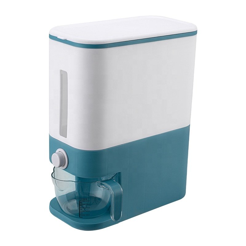 Amazon Rice Grain Dispenser Storage Box Kitchen Cat Dry Cereal Bulk Food Container Dispenser Hot Sale Plastic 12kg Minimalist