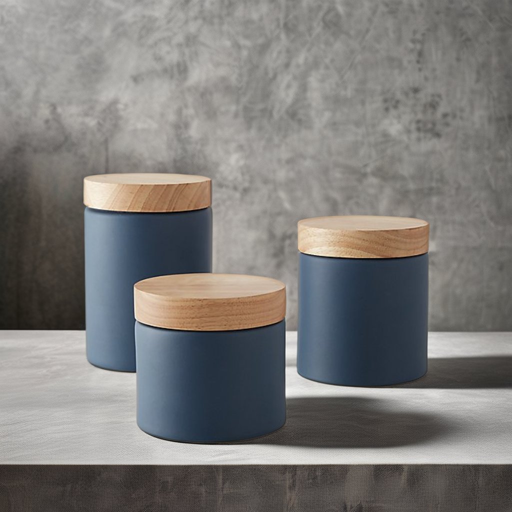 Modern kitchen cylinder porcelain food storage jar customized logo ceramic tea coffee sugar canisters