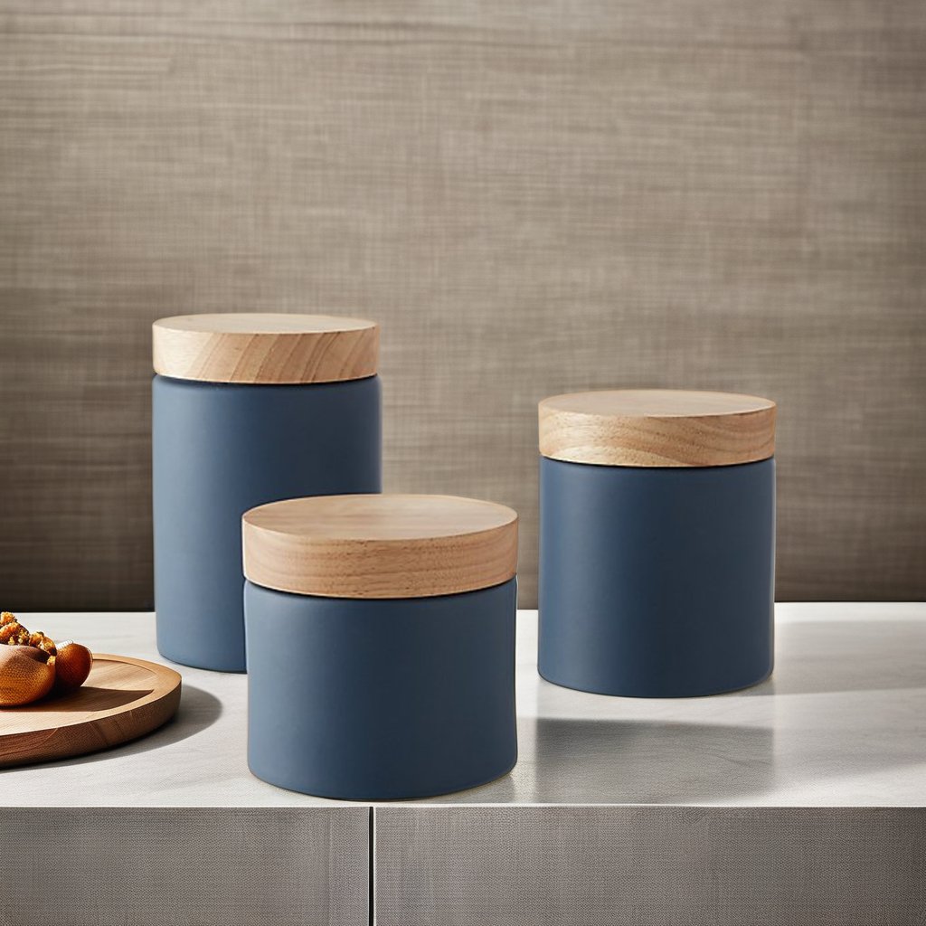 Modern kitchen cylinder porcelain food storage jar customized logo ceramic tea coffee sugar canisters