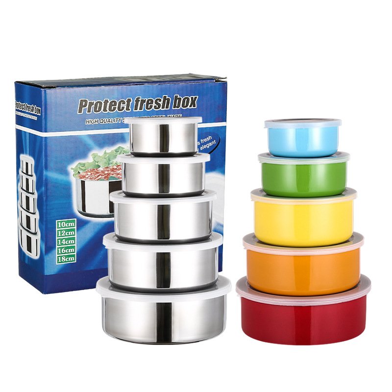 Hedan Factory stainless steel 5PCS protect fresh food storage box