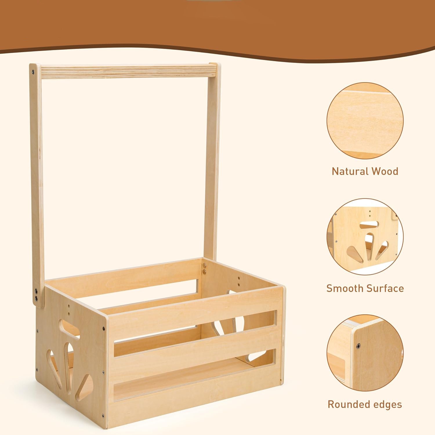 Wooden Baby Shower Gift Basket with Handles Newborn Parents' Storage Box Welcome Gift Boys Girls Pregnancy Baby Shower Cabinet