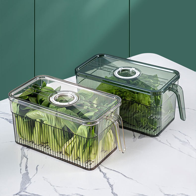 Transparent Vegetable Fruit Kitchen Refrigerator Drawer Fridge storage Box food Grade Bins Fridge Organizer Box With Handle