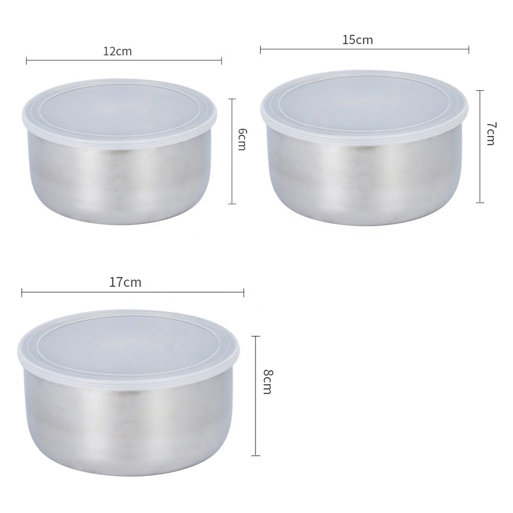 3 in 1 food storage container stainless steel bento lunch box with plastic lid for refrigerator microwave