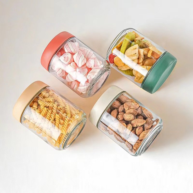YOLOWE HOME 16oz Glass Jars Airtight Lids 6-Pack Wide Mouth Mason Salad Yogurt Containers Green Storage Bottles Overnight Oats