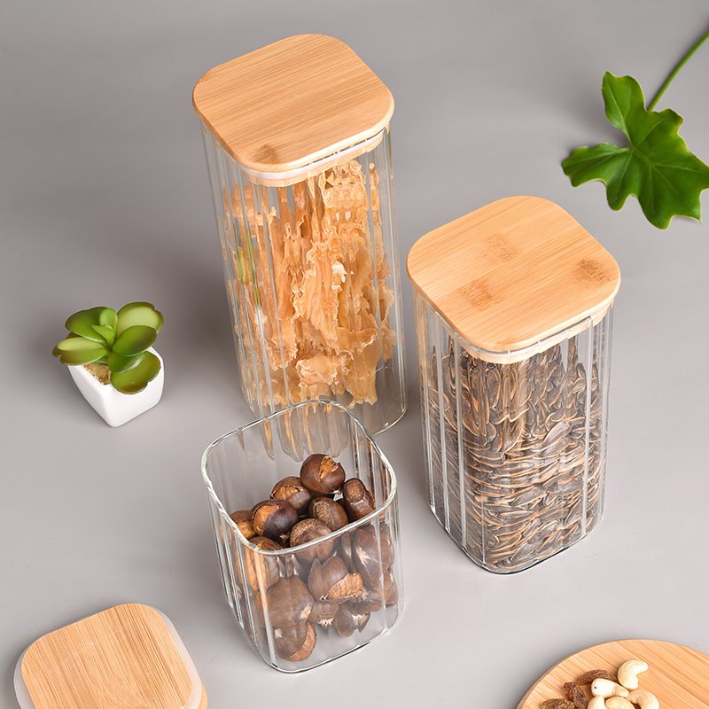 750/800/1100/1250/1500/1850/2300ML Borosilicate glass gar bamboo Lid food storage container mason honey jar Sealed Storage Jar