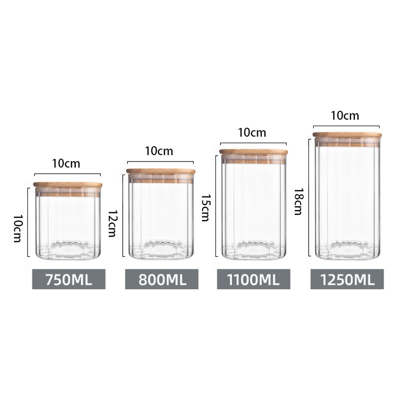 750/800/1100/1250/1500/1850/2300ML Borosilicate glass gar bamboo Lid food storage container mason honey jar Sealed Storage Jar