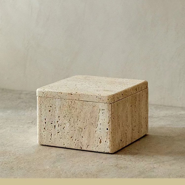 Hot Sale Natural Travertine Stone Jewelry Cosmetic Storage Jewellery Organizer Box