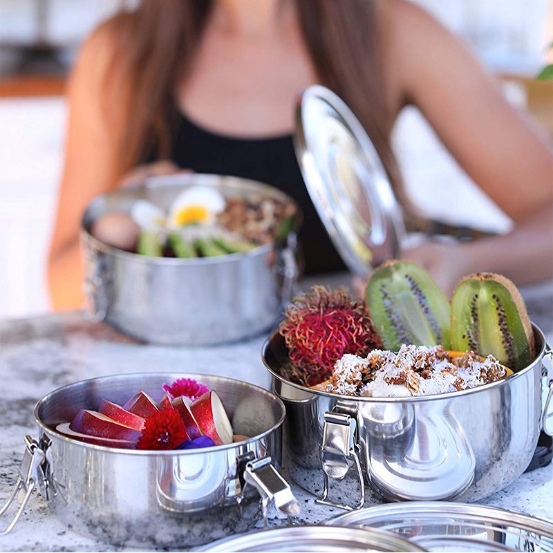 Portable Stainless Steel 304 Food Storage Metal Bento Lunch Box Food Container