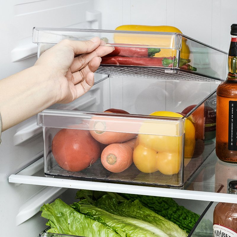 Wholesale Eco Friendly Vegetables Fridge Bins Organizer Stacking Plastic Food Storage Box