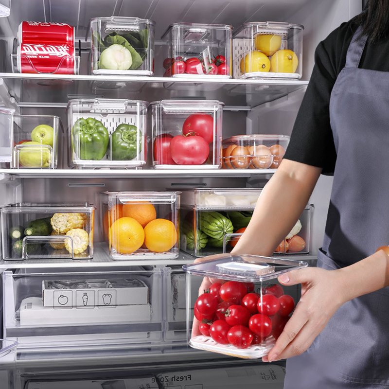 Wholesale Eco Friendly Vegetables Fridge Bins Organizer Stacking Plastic Food Storage Box
