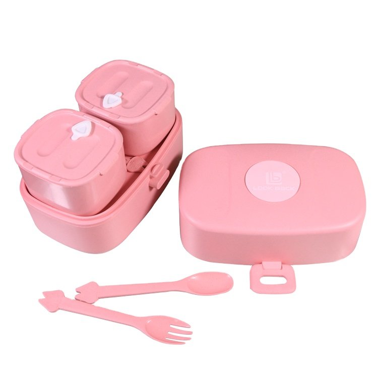 2022 new design custom print top cover cute kids bento lunch box Young children food box snack storage box