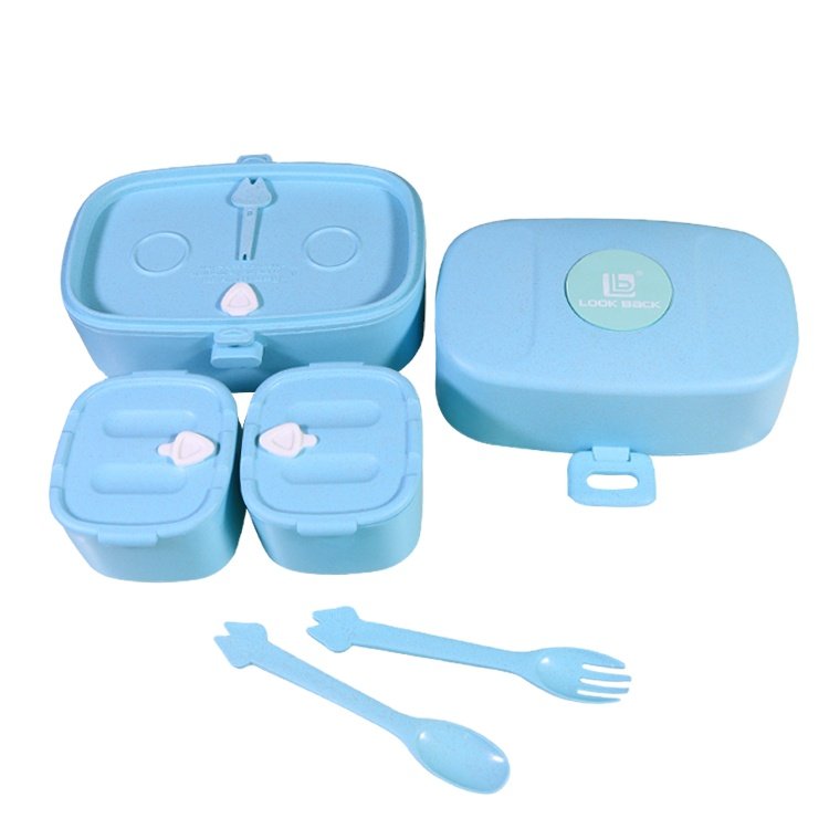 2022 new design custom print top cover cute kids bento lunch box Young children food box snack storage box
