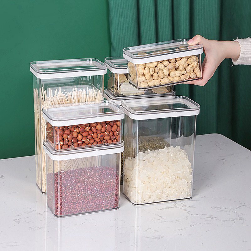 Airtight Food Storage Container Kitchen Food Organizer Jar Storage Boxes & Bins Plastic Containers PET Injection Party Rectangle