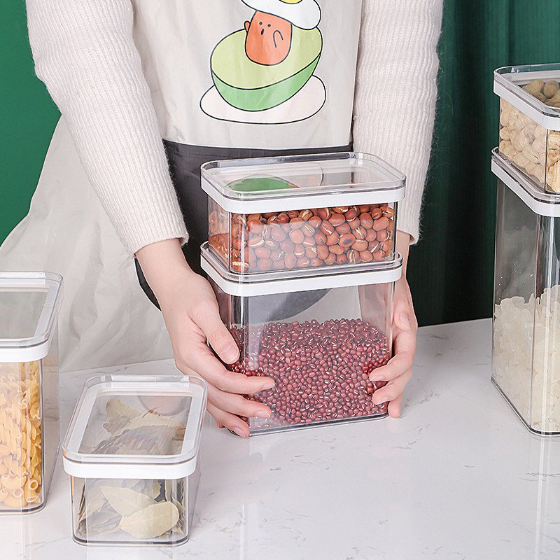 Airtight Food Storage Container Kitchen Food Organizer Jar Storage Boxes & Bins Plastic Containers PET Injection Party Rectangle