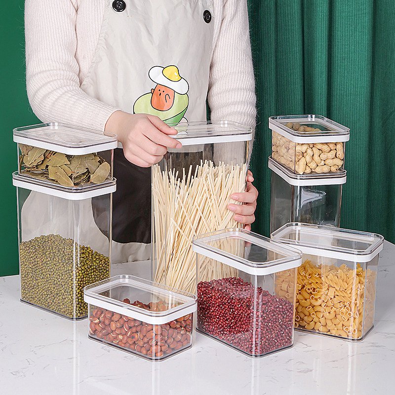 Airtight Food Storage Container Kitchen Food Organizer Jar Storage Boxes & Bins Plastic Containers PET Injection Party Rectangle