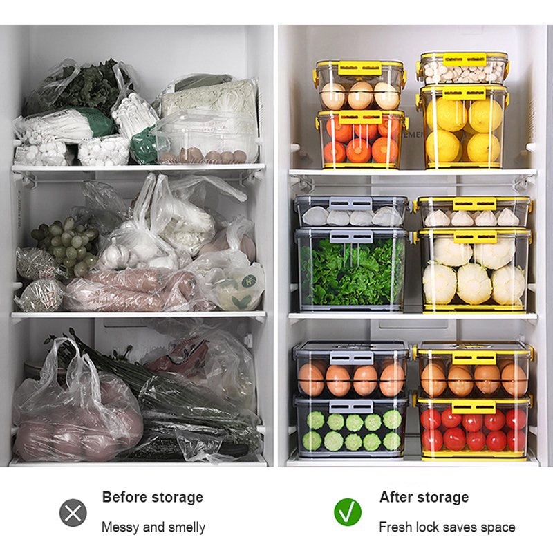 New Design Refrigerator Bins Timed Refrigerator Storage Box Multiple Food Storage Container Crisper Storage Box