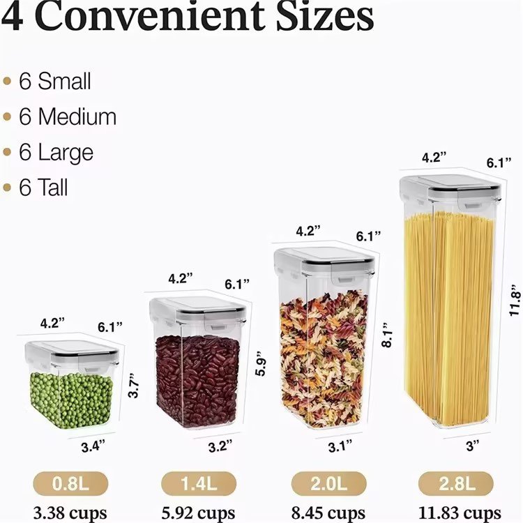 15pcs Airtight Food Storage Containers Set with Lids BPA Free Plastic Dry Food Canisters for Kitchen Pantry Organization Storage
