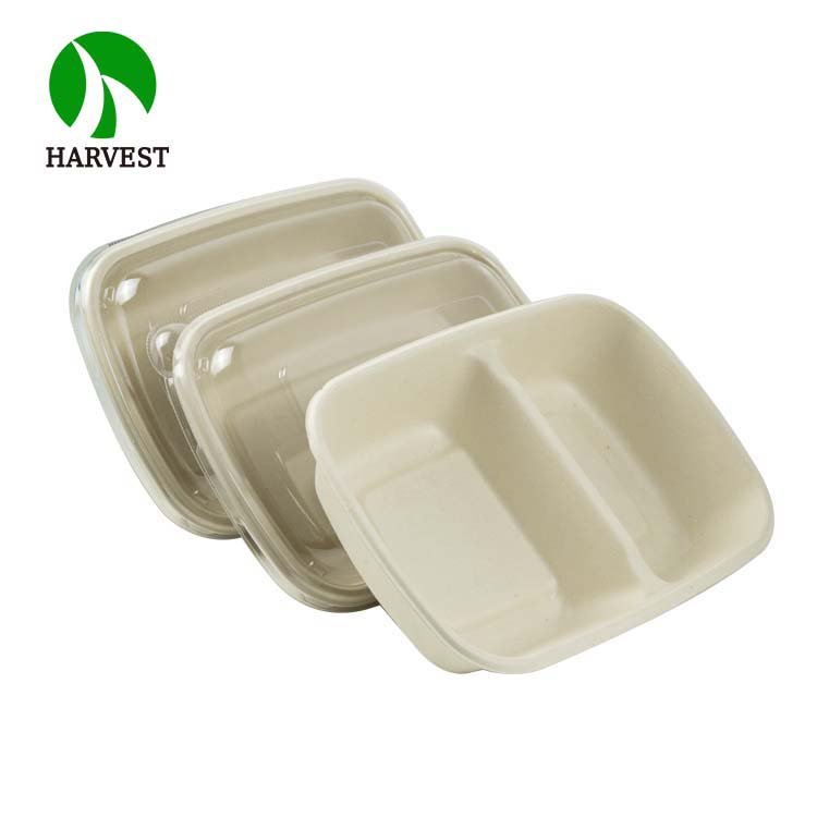 900ml 2 Compartment restaurant rectangular to go bowl for food packaging