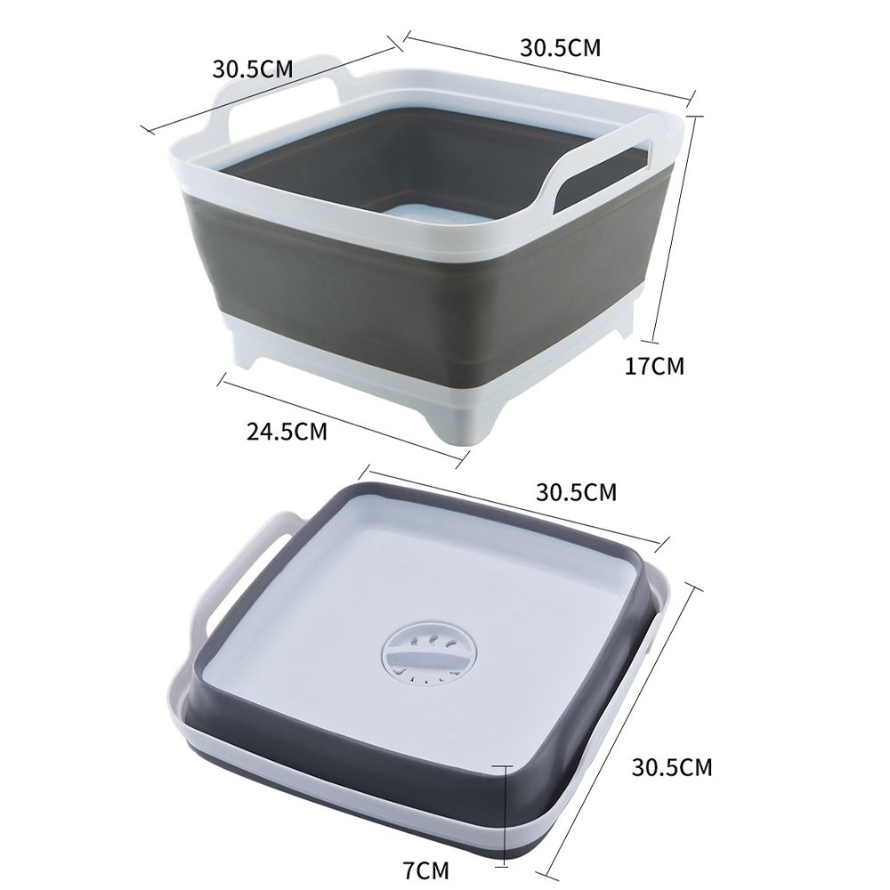 New Foldable Square Sink Washing Basins with Drain Hole Fruit and Vegetable Washing Multifunctional Collapsible Storage Basket