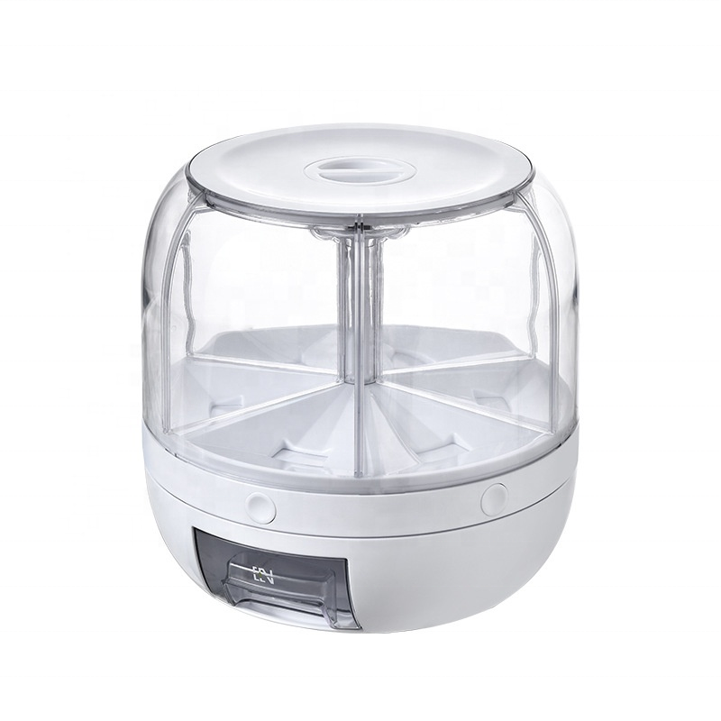 Home Storage & Organization 6-Grid Rotating Food Grain Rice Container Dispenser