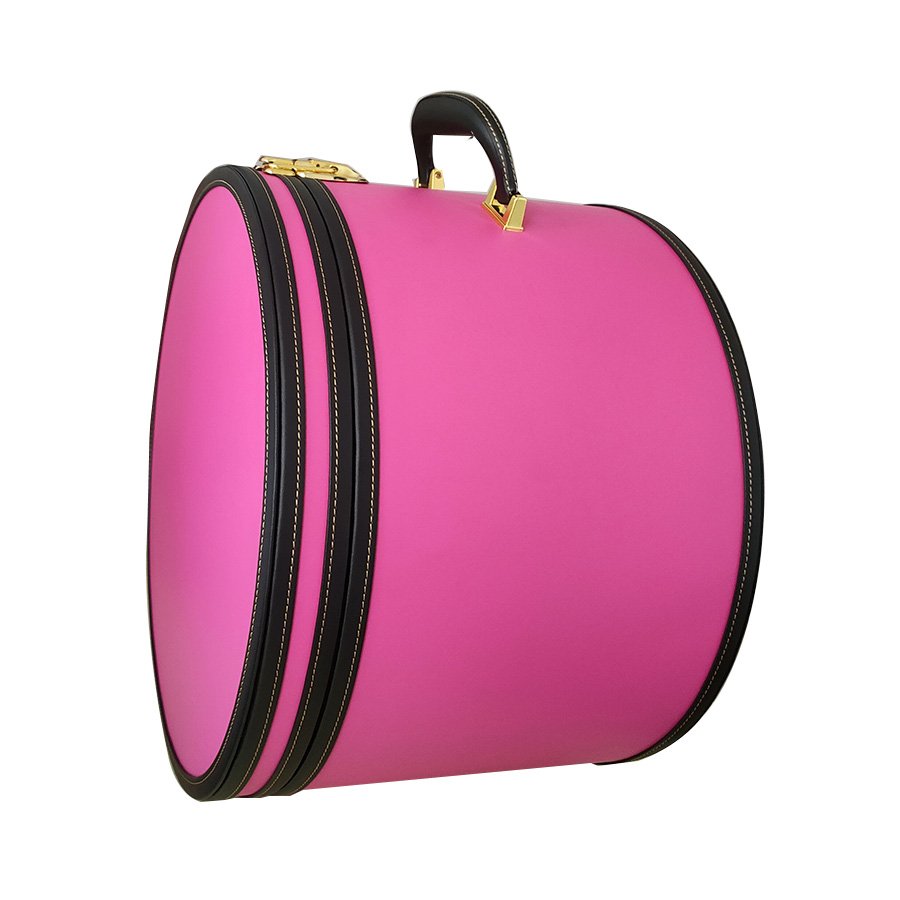 Customized Luxury leather circular suitcase bag storage box Decorative round case storage box hat box