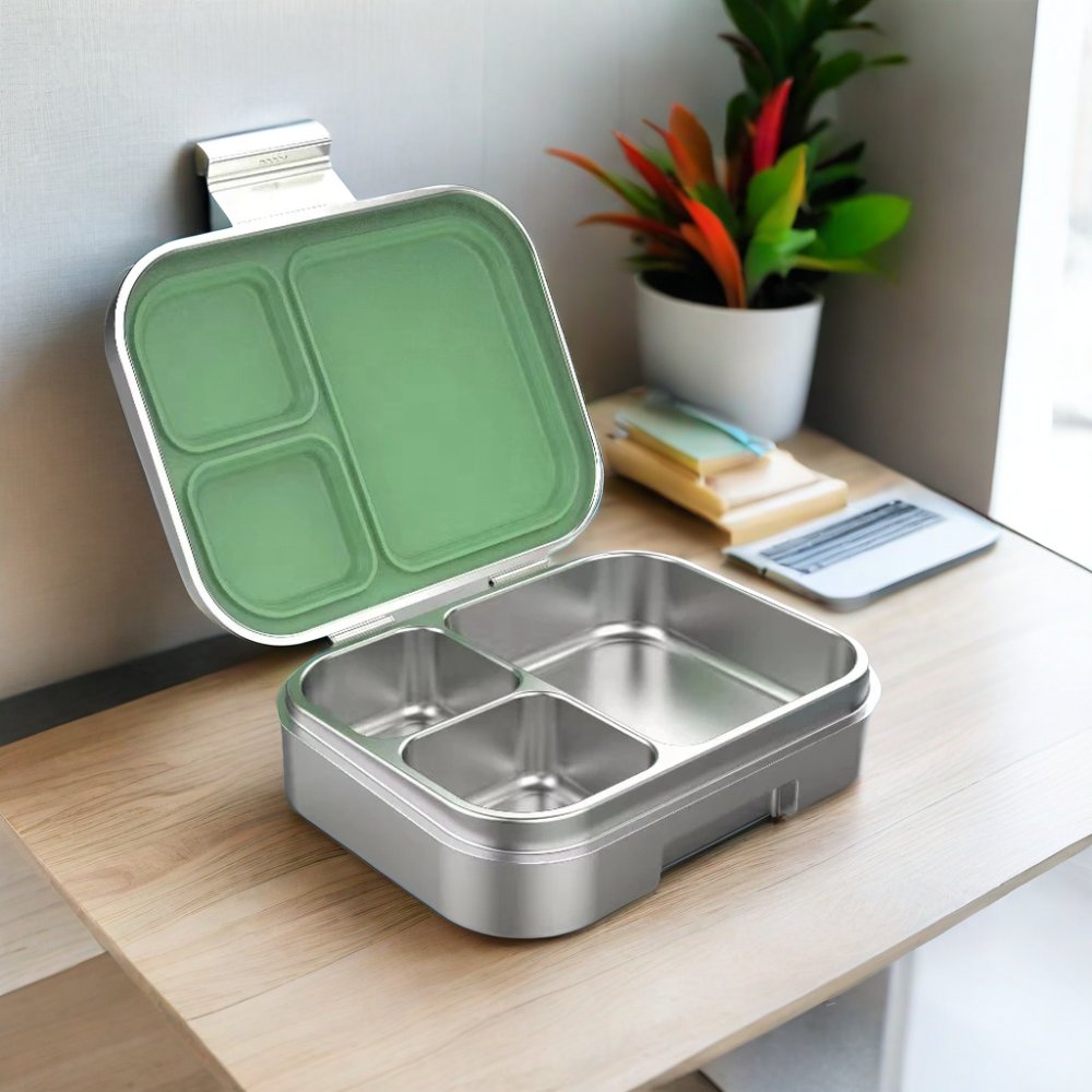 Custom Food Grade Portable Kids Bento Lunch Box Rectangle Stainless Steel Food Storage Container BPA Free
