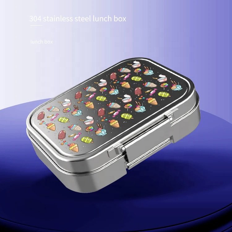 Custom Food Grade Portable Kids Bento Lunch Box Rectangle Stainless Steel Food Storage Container BPA Free
