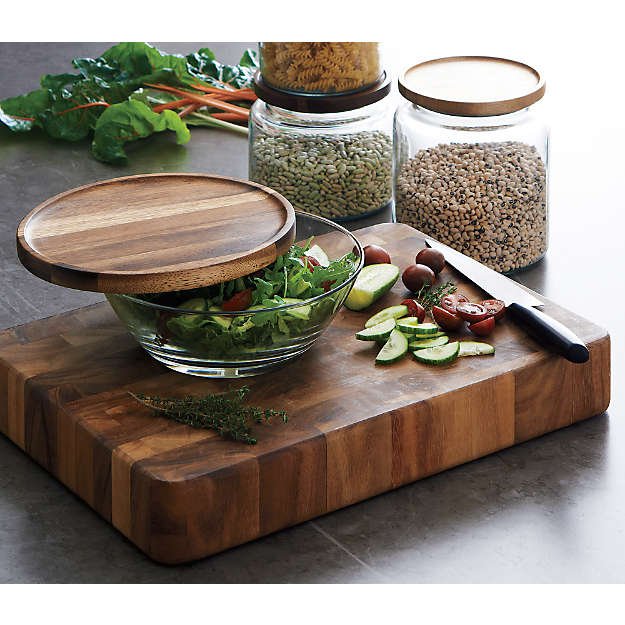 Empty Food Storage Glass Jars Glass with Bamboo Lid and Silicone Ring