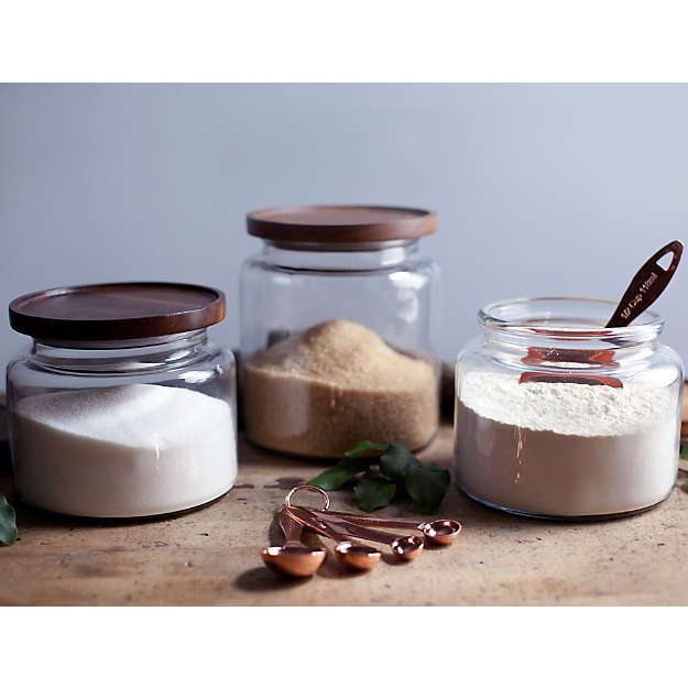 Empty Food Storage Glass Jars Glass with Bamboo Lid and Silicone Ring
