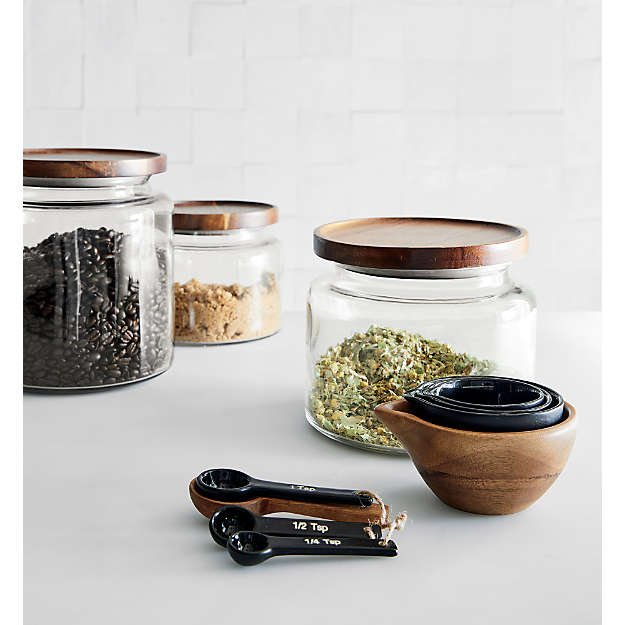 Empty Food Storage Glass Jars Glass with Bamboo Lid and Silicone Ring