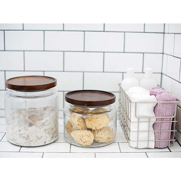 Empty Food Storage Glass Jars Glass with Bamboo Lid and Silicone Ring