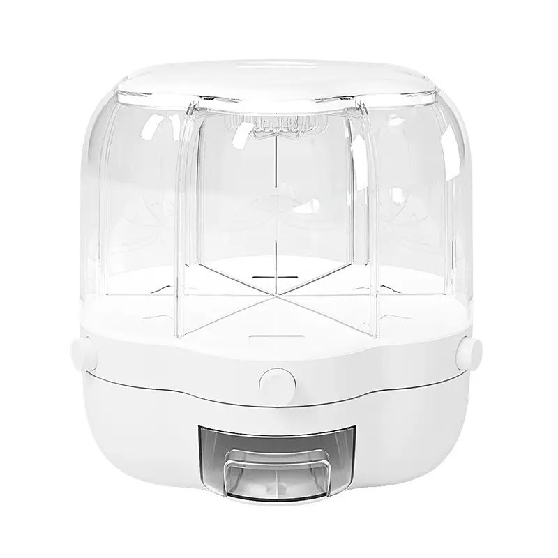 360 degree rotating Kitchen Plastic food storage container Sealed Rice dispenser