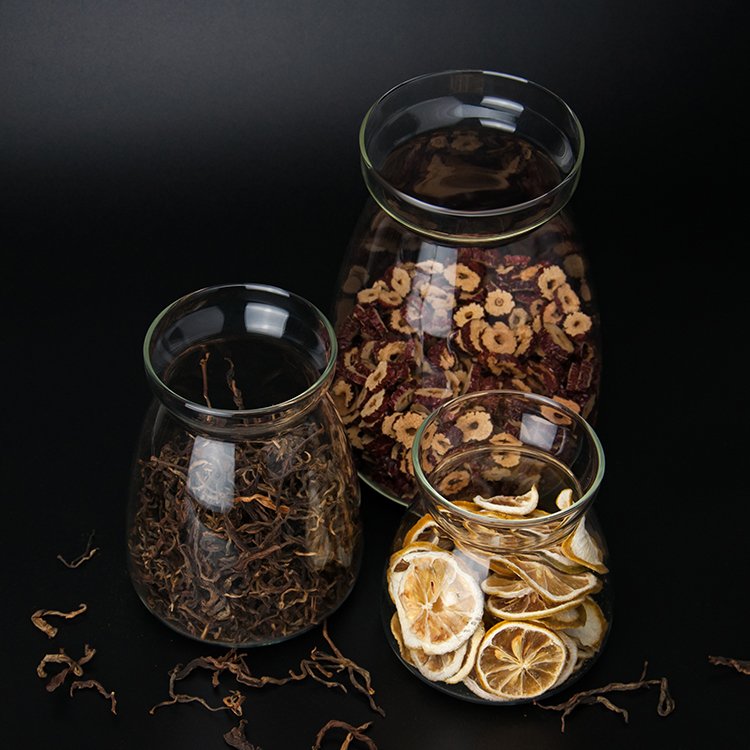 New Arrival Home Use Glass Kitchen Canisters Bamboo Lids Clear Glass Food Storage Jar