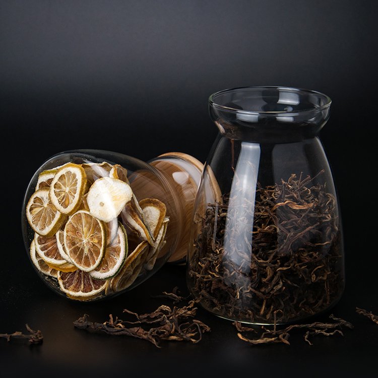 New Arrival Home Use Glass Kitchen Canisters Bamboo Lids Clear Glass Food Storage Jar